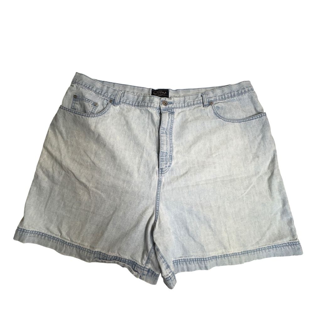 Sonoma Denim Shorts Women's 24W Light Wash‎ Cinch Back Frayed Hem Cotton Vintage